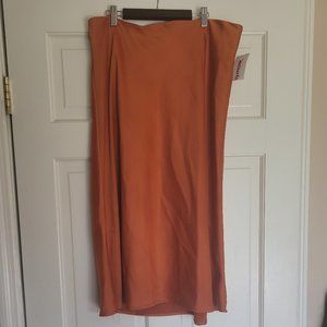 Rachel Zoe Satin Slip Midi Skirt in orange 30" length